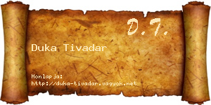 Duka Tivadar névjegykártya
